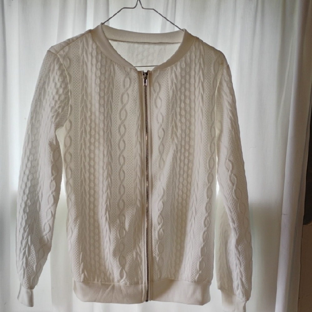 Women's White Cable Knit Sweater